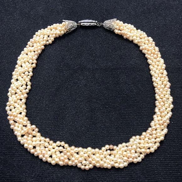 Marvella Jewelry - Vintage 1940’s Marvella Pearl & Silver Choker M